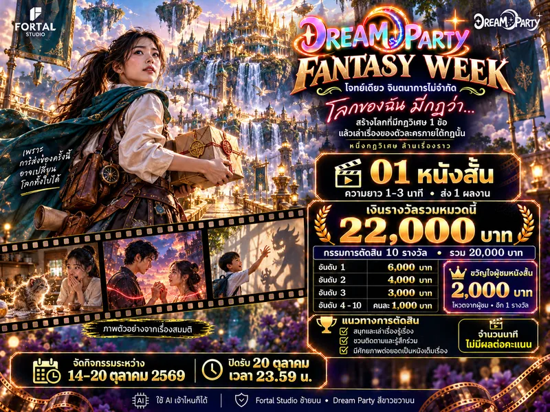 โปสเตอร์ Fantasy Week หมวด 1 — หนังสั้น เงินรางวัลรวม 22,000 บาท