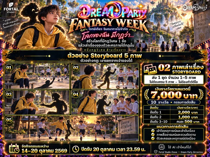 โปสเตอร์ Fantasy Week หมวด 2 — ภาพเล่าเรื่อง STORYBOARD เงินรางวัลรวม 7,000 บาท